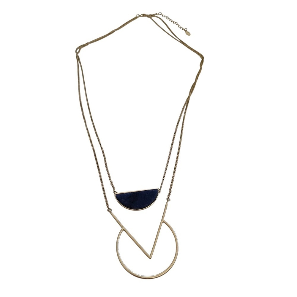 Ali Khan Chic Gold and Navy Geometric Necklace
